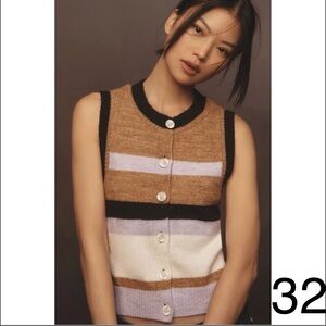 Maeve Antropologíe Tan and Black Button-Up Cardigan